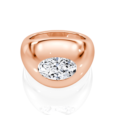 Just Brilliant oval dome band, rose gold, front view.