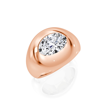Just Brilliant oval dome band, rose gold, oblique view.