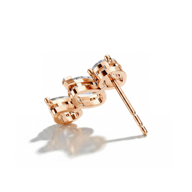 Alternating Shape Tennis Earrings, rose gold, back view.