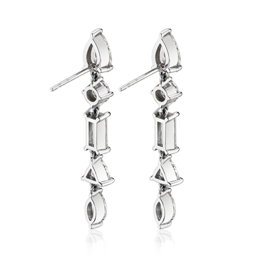 Mixed Drop Earrings, white gold, back view.