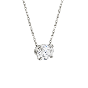 Solitaire Necklace in white gold, perspective view