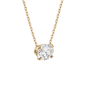 Solitaire Necklace in rose gold, perspective view