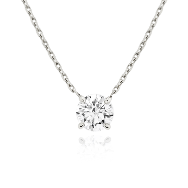 Solitaire Necklace in white gold, front view
