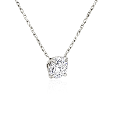 Solitaire Necklace in white gold, perspective view