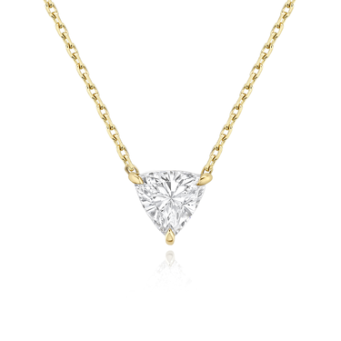 Solitaire Necklace in yellow gold, front view