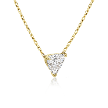Solitaire Necklace in yellow gold, perspective view