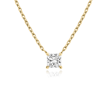 Solitaire Necklace in yellow gold, front view