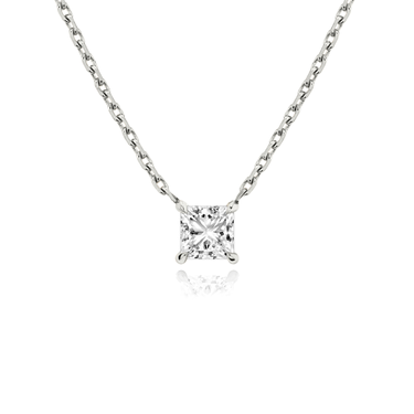Solitaire Necklace in white gold, front view