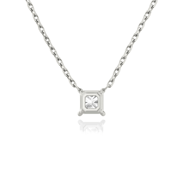 Solitaire Necklace in white gold, back view