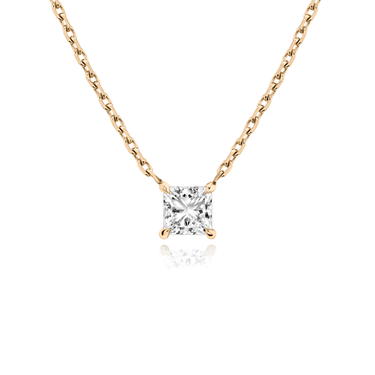 Solitaire Necklace in rose gold, front view