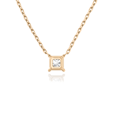 Solitaire Necklace in rose gold, back view