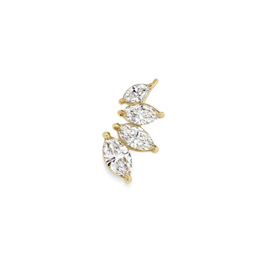 Diamond Ear Climber, yellow gold, front view.