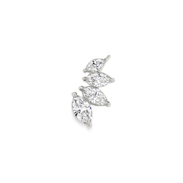 Diamond Ear Climber, white gold, front view.