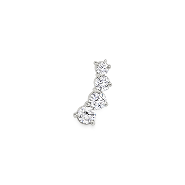 Diamond Ear Climber, white gold, front view.