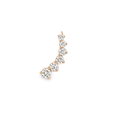 Diamond Ear Climber, rose gold, front view.