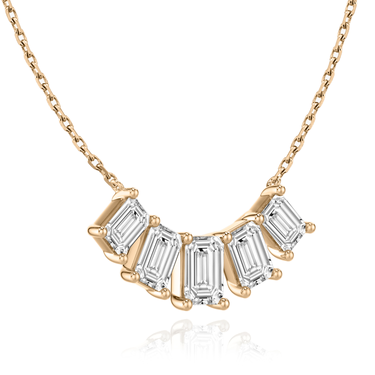Just Brilliant Arc Diamond Necklace in 18K Rose Gold, angle view