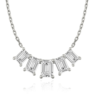 Just Brilliant Arc Diamond Necklace in 18K White Gold, front view