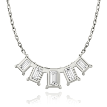 Just Brilliant Arc Diamond Necklace in 18K White Gold, back view