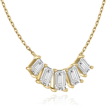 Just Brilliant Arc Diamond Necklace in 18K Yellow Gold, angle view