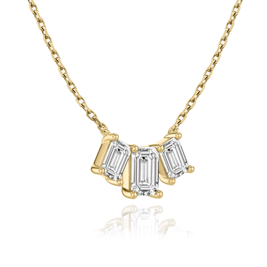 Just Brilliant Arc Diamond Necklace in 18K Yellow Gold, angle view
