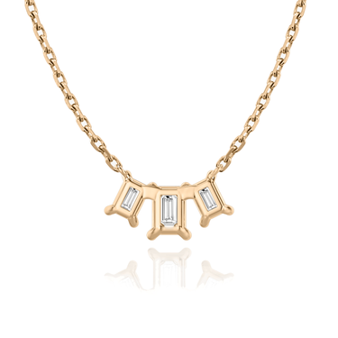 Just Brilliant Arc Diamond Necklace in 18K Rose Gold, back view