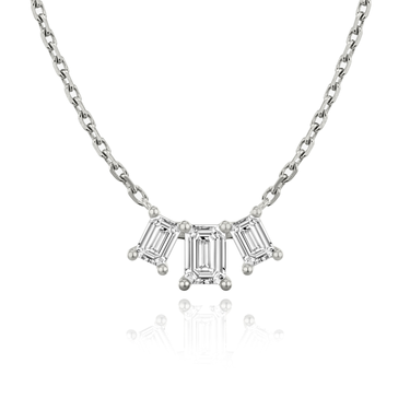 Just Brilliant Arc Diamond Necklace in 18K White Gold, front view
