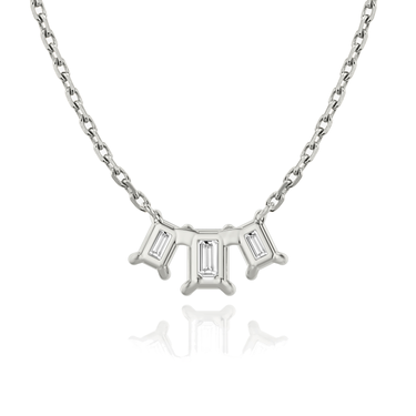 Just Brilliant Arc Diamond Necklace in 18K White Gold, back view