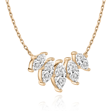Just Brilliant Arc Diamond Necklace in 18K Rose Gold, angle view