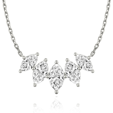 Just Brilliant Arc Diamond Necklace in 18K White Gold, front view