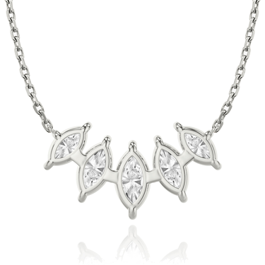 Just Brilliant Arc Diamond Necklace in 18K White Gold, back view