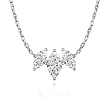 Just Brilliant Arc Diamond Necklace in 18K White Gold, front view