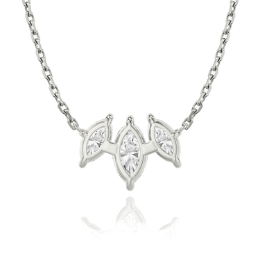Just Brilliant Arc Diamond Necklace in 18K White Gold, back view