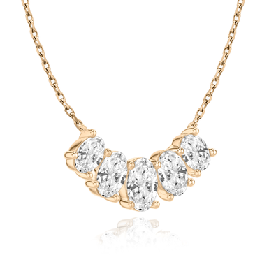 Just Brilliant Arc Diamond Necklace in 18K Rose Gold, angle view