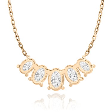 Just Brilliant Arc Diamond Necklace in 18K Rose Gold, back view