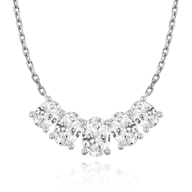 Just Brilliant Arc Diamond Necklace in 18K White Gold, front view