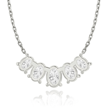 Just Brilliant Arc Diamond Necklace in 18K White Gold, back view