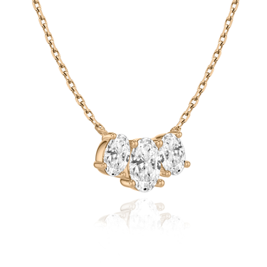 Just Brilliant Arc Diamond Necklace in 18K Rose Gold, angle view