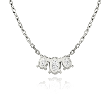 Just Brilliant Arc Diamond Necklace in 18K White Gold, back view
