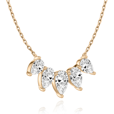 Just Brilliant Arc Diamond Necklace in 18K Rose Gold, angle view