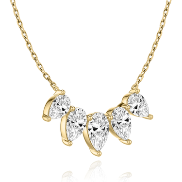Just Brilliant Arc Diamond Necklace in 18K Yellow Gold, angle view