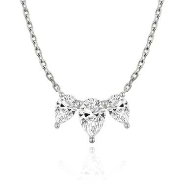 Just Brilliant Arc Diamond Necklace in 18K White Gold, front view