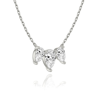 Just Brilliant Arc Diamond Necklace in 18K White Gold, angle view