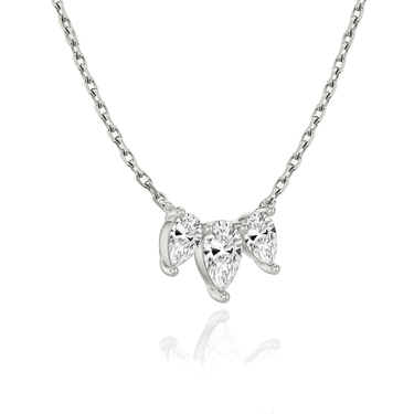 Just Brilliant Arc Diamond Necklace in 18K White Gold, angle view