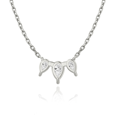 Just Brilliant Arc Diamond Necklace in 18K White Gold, back view