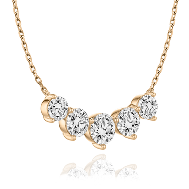 Just Brilliant Arc Diamond Necklace in 18K Rose Gold, angle view