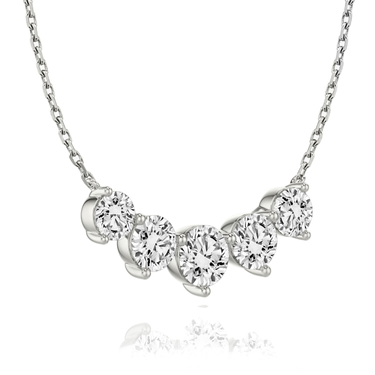 Just Brilliant Arc Diamond Necklace in 18K White Gold, angle view