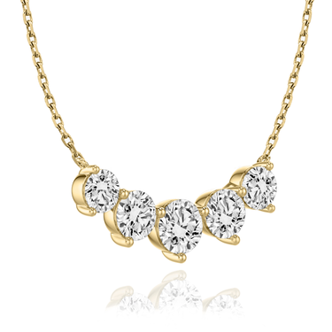 Just Brilliant Arc Diamond Necklace in 18K Yellow Gold, angle view