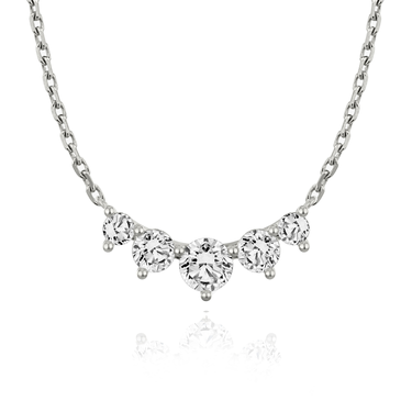 Just Brilliant Arc Diamond Necklace in 18K White Gold, front view