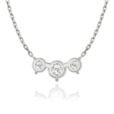 Just Brilliant Arc Diamond Necklace in 18K White Gold, back view