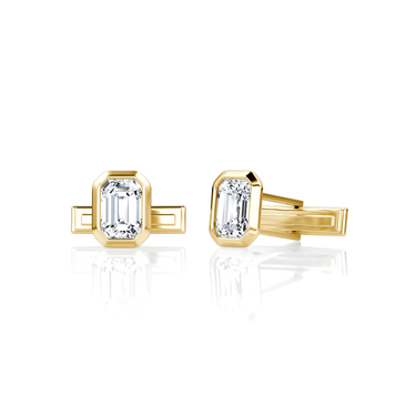 Bezel Cufflinks in yellow gold, front view